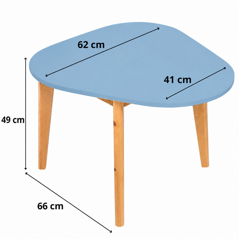 Dimensões Mesa Infantil Orgânica Azul