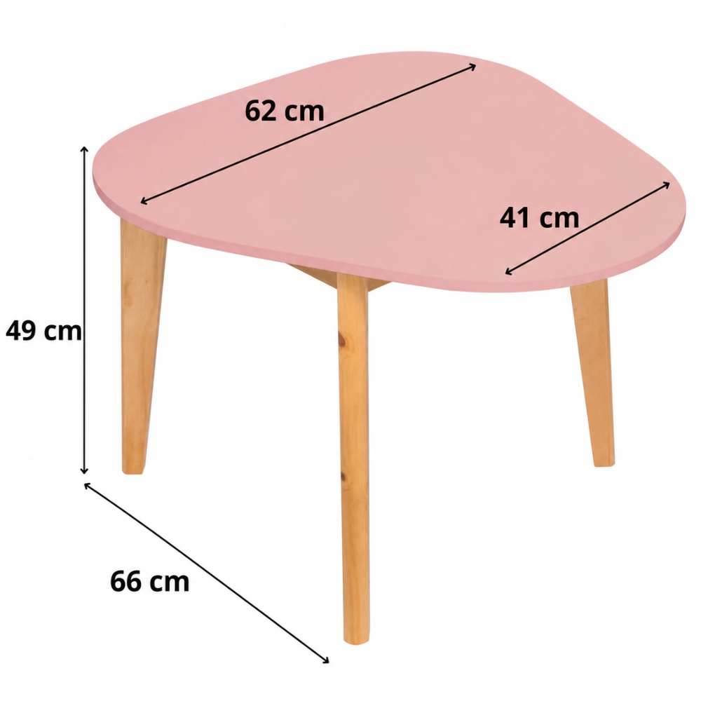 Dimensões Mesa Infantil Orgânica Rosa Blush