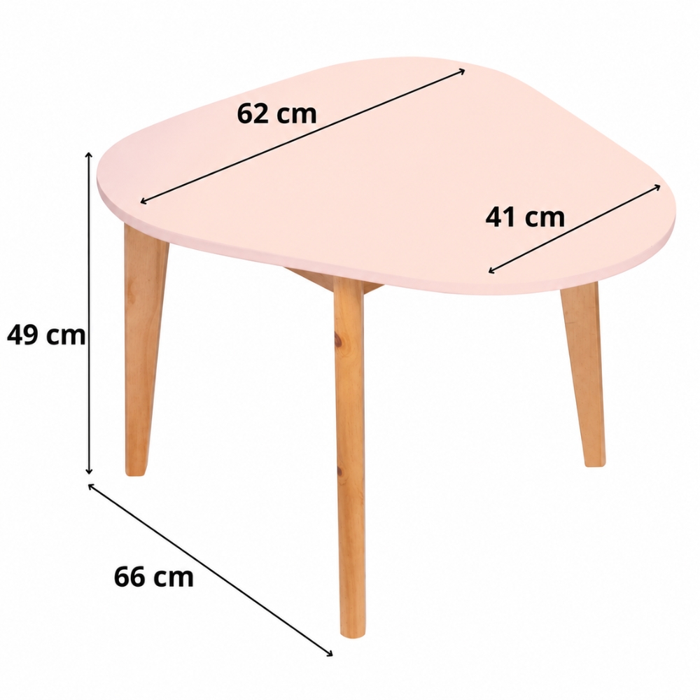 Dimensões Mesa Infantil Orgânica Rosa