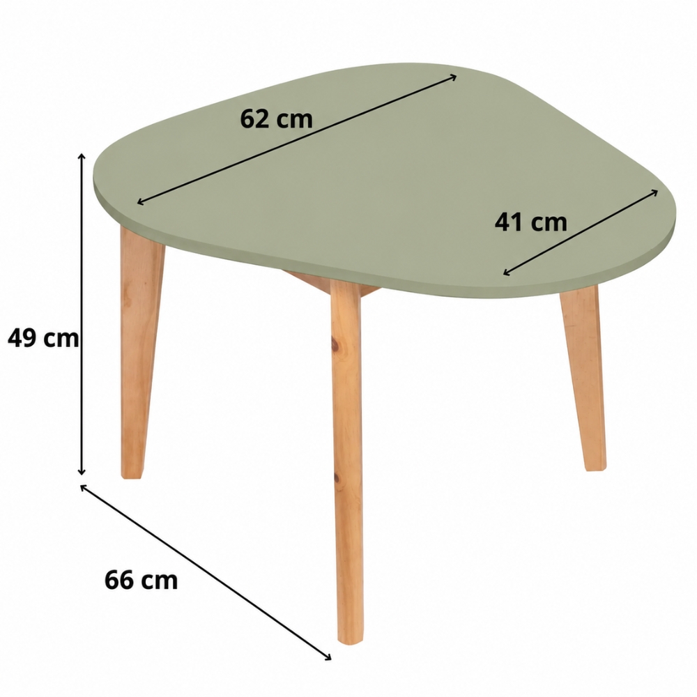 Dimensões Mesa Infantil Orgânica Verde Oliva