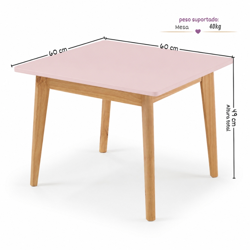 Mesa Infantil Rosa Blush Theo