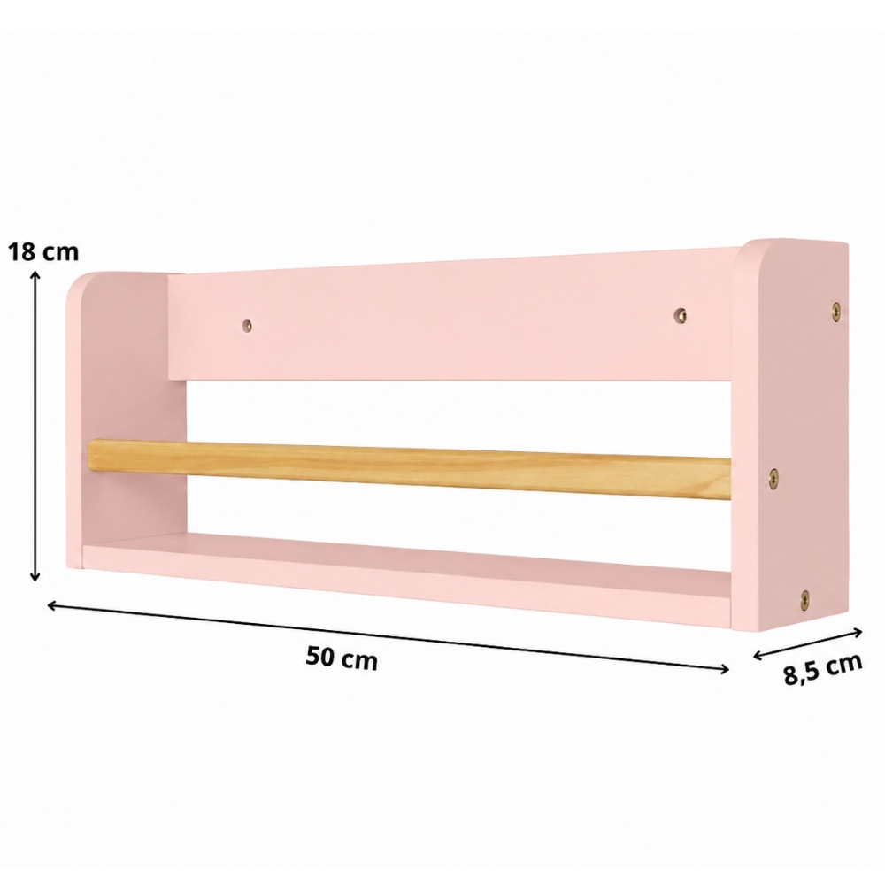 Prateleira de Livros 50cm Rosa Theo