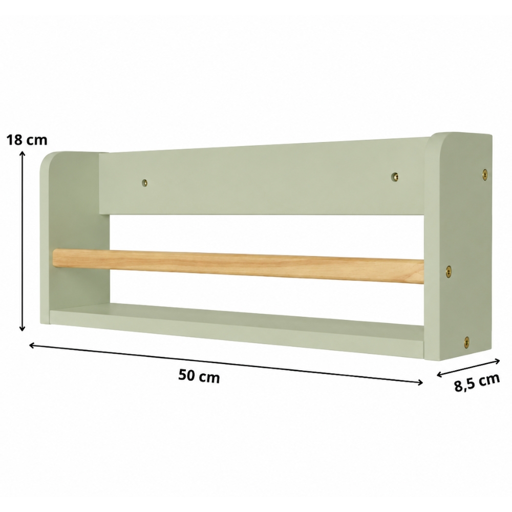 Prateleira de Livros 50cm Verde Oliva Theo