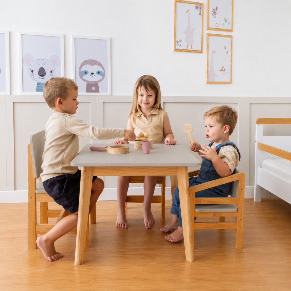 Mesa Infantil Cinza Greige Theo