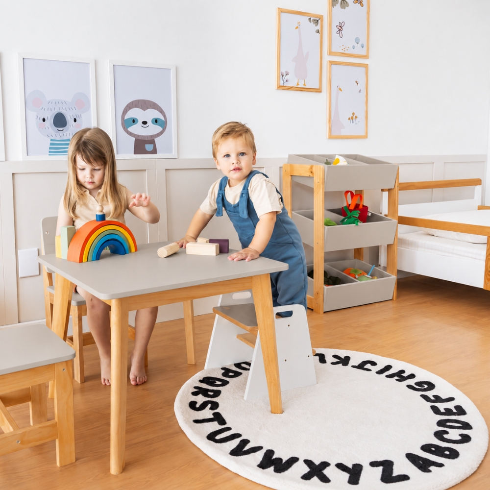 Mesa Infantil Cinza Greige Theo