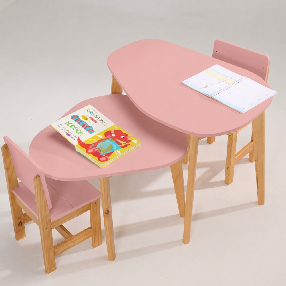 Mesa Infantil Orgânica Rosa Blush atividades