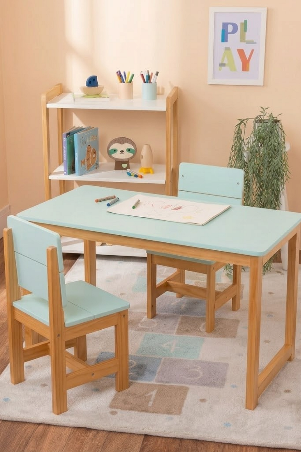 Mesa Retangular Juvenil Luna Verde para estudos