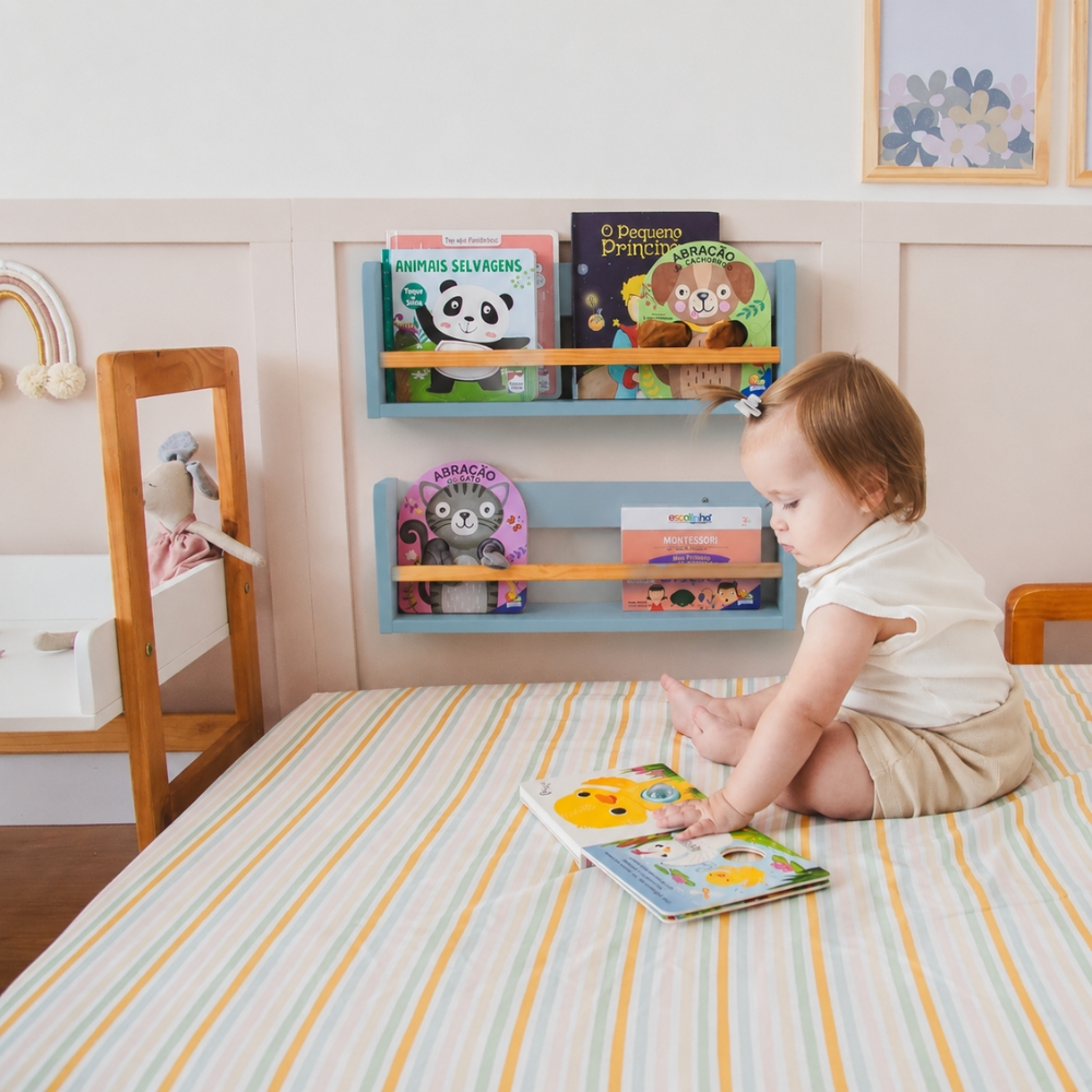 Prateleira de Livros 50cm Azul Theo