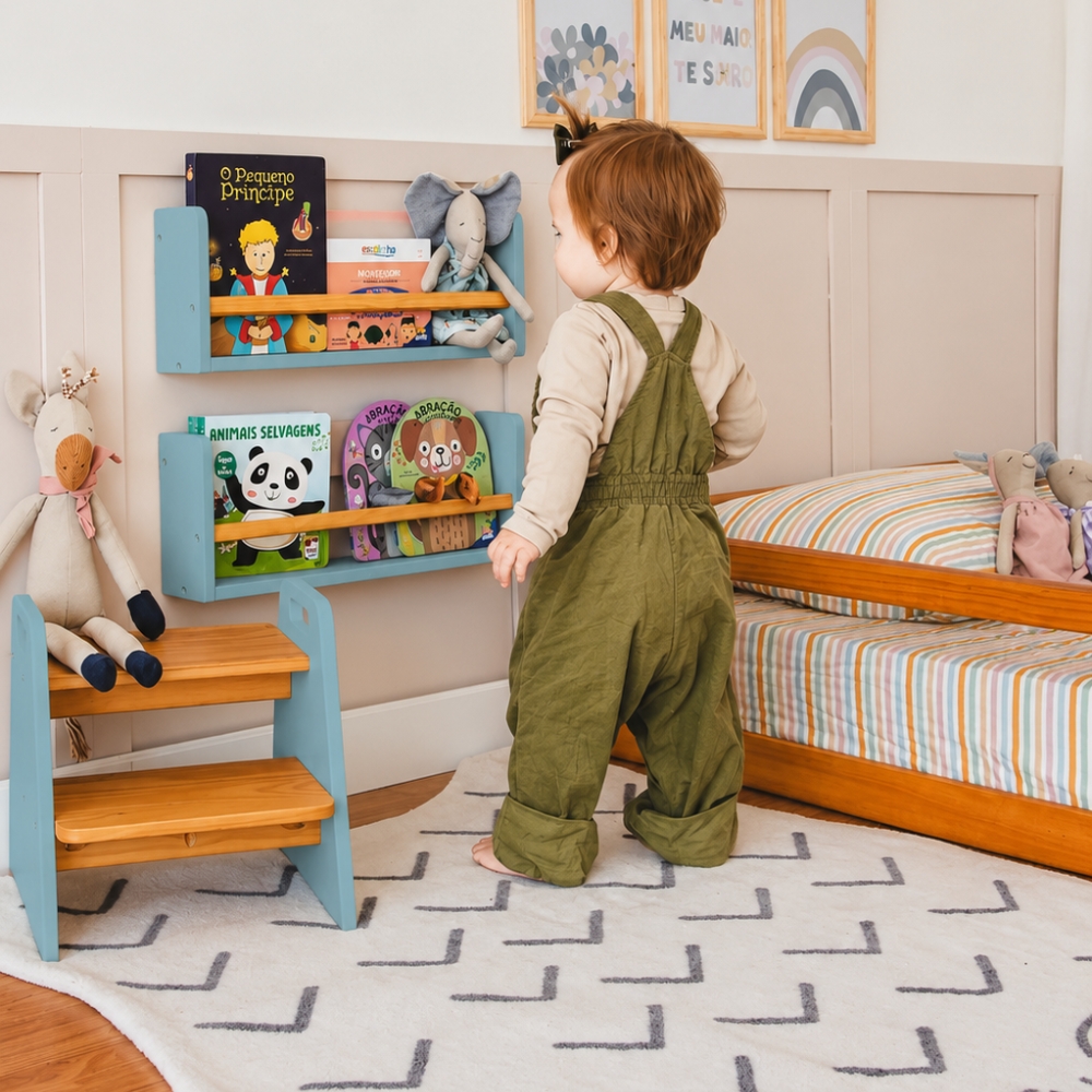 Prateleira de Livros 50cm Azul Theo