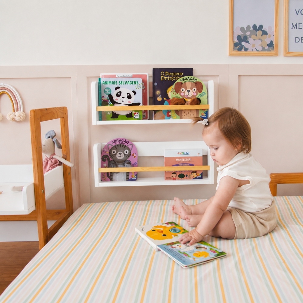 Prateleira de Livros 50cm Branca Theo