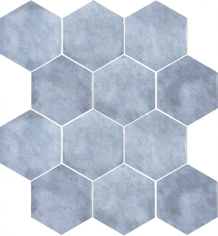 PORCELANATO HEXAGONAL HEXA NUVOLA LUX BLU AZUL BRILHANTE 17X19,5CM