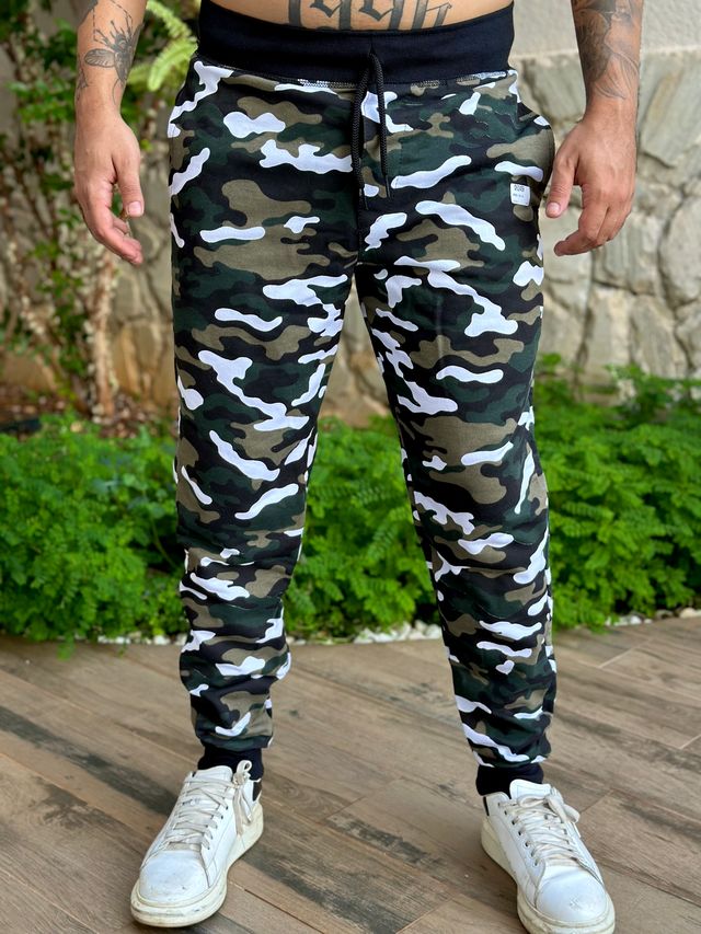 Militar Masculina CalÃ§a Jogger Estampada Calça Moletom CalÃ§a