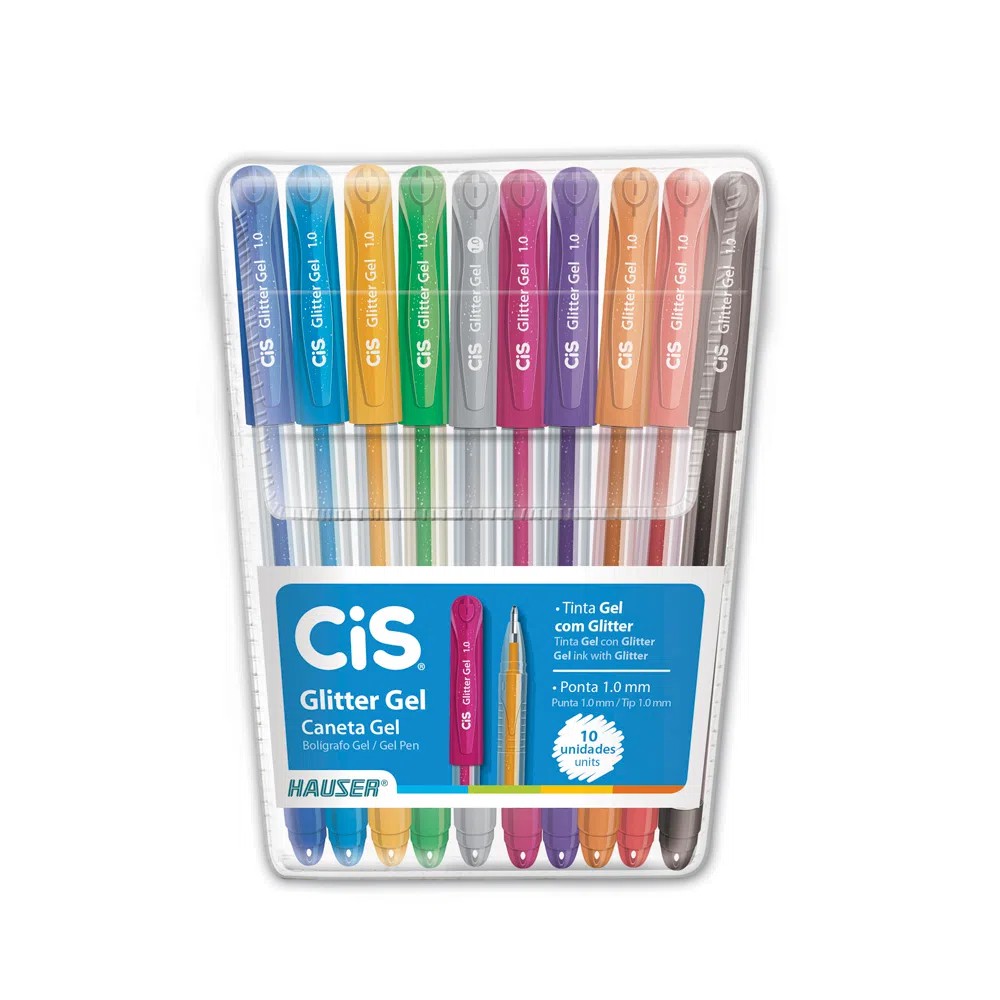 Kit Canetas em Gel Glitter 1.0mm 10 Cores Cis no Shopping do Estudante -  Shopping do Estudante | E-commerce de Papelaria