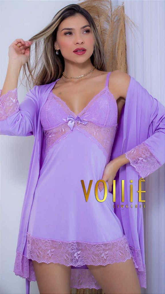 Robe romantic - Lilás - Volliê Lingerie - moda íntima e pijamas de luxo com  preço de fábrica
