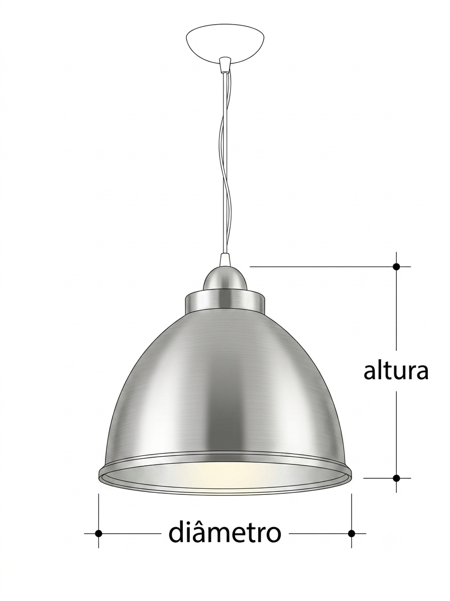 Desenho Técnico e Dimensões da Luminária