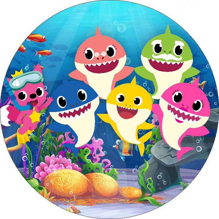 Painel Redondo Tecido Sublimado 3d Baby Shark Wrd 094 Wear Sublimacoes