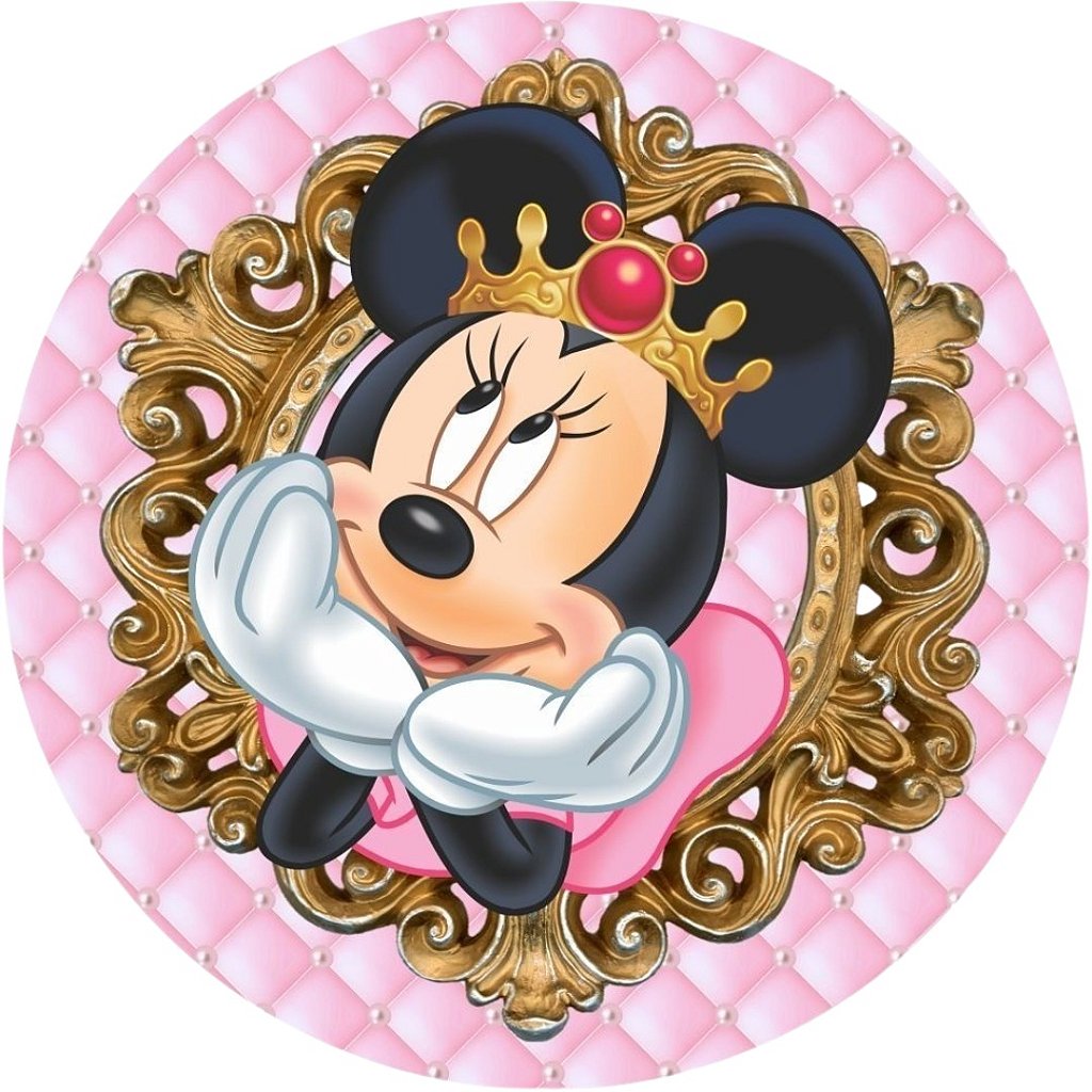 Painel Redondo Tecido Sublimado 3D Baby Disney Minnie Rosa WRD-502