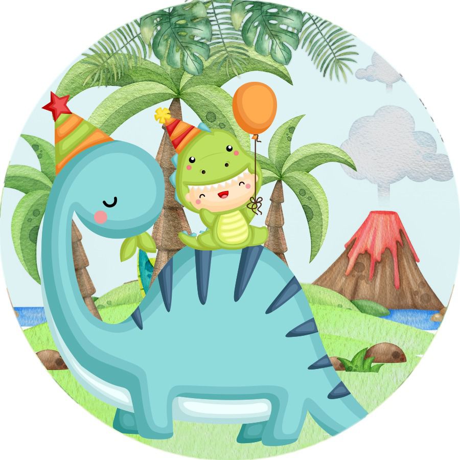 Painel Retangular Dinossauro Dino Baby Cute Sublimado 1,5m x 2,2m