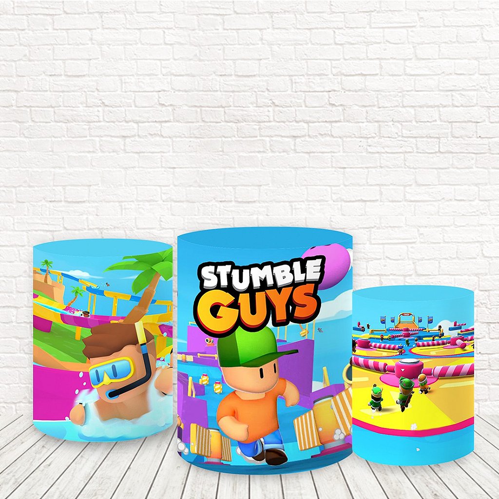 Kit Painel Sublimado + 3 Capas De Cilindro - Stumble Guys