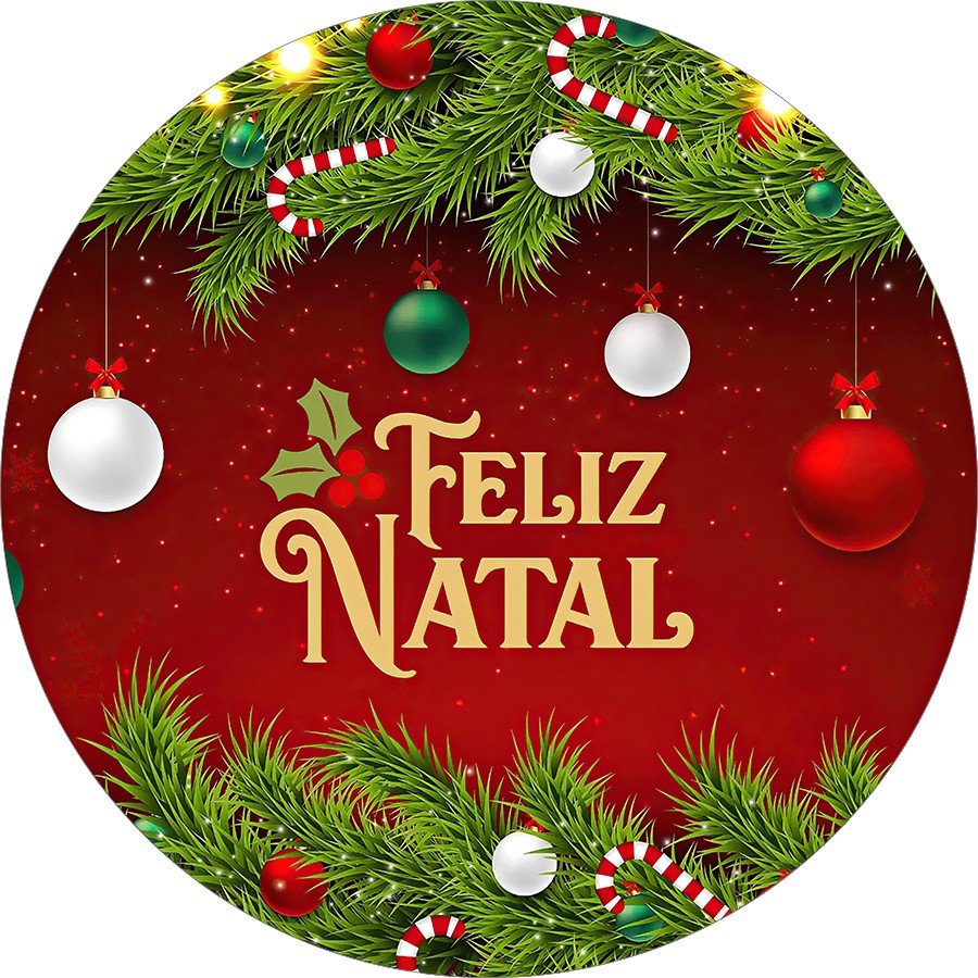 Tapete de Natal Redondo Feliz Natal Ho Ho Ho