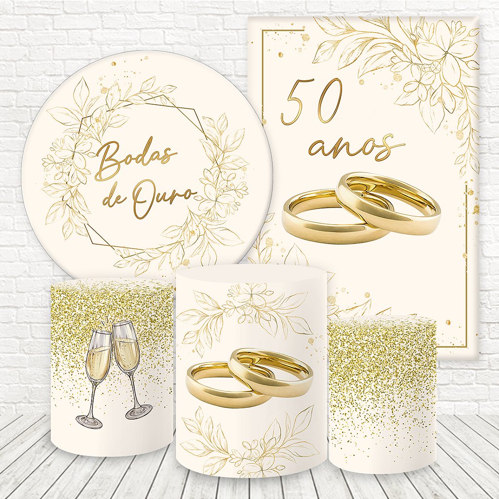 Kit 2 Pain is e Capas Tecido Bodas de Ouro WKPC 2529 Wear
