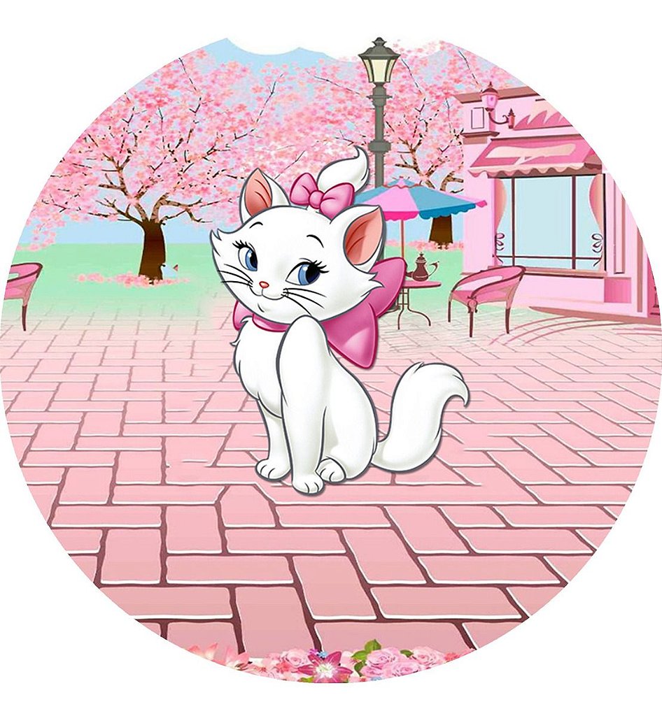 Linda imagem Gatinha Marie com contorno rosa png