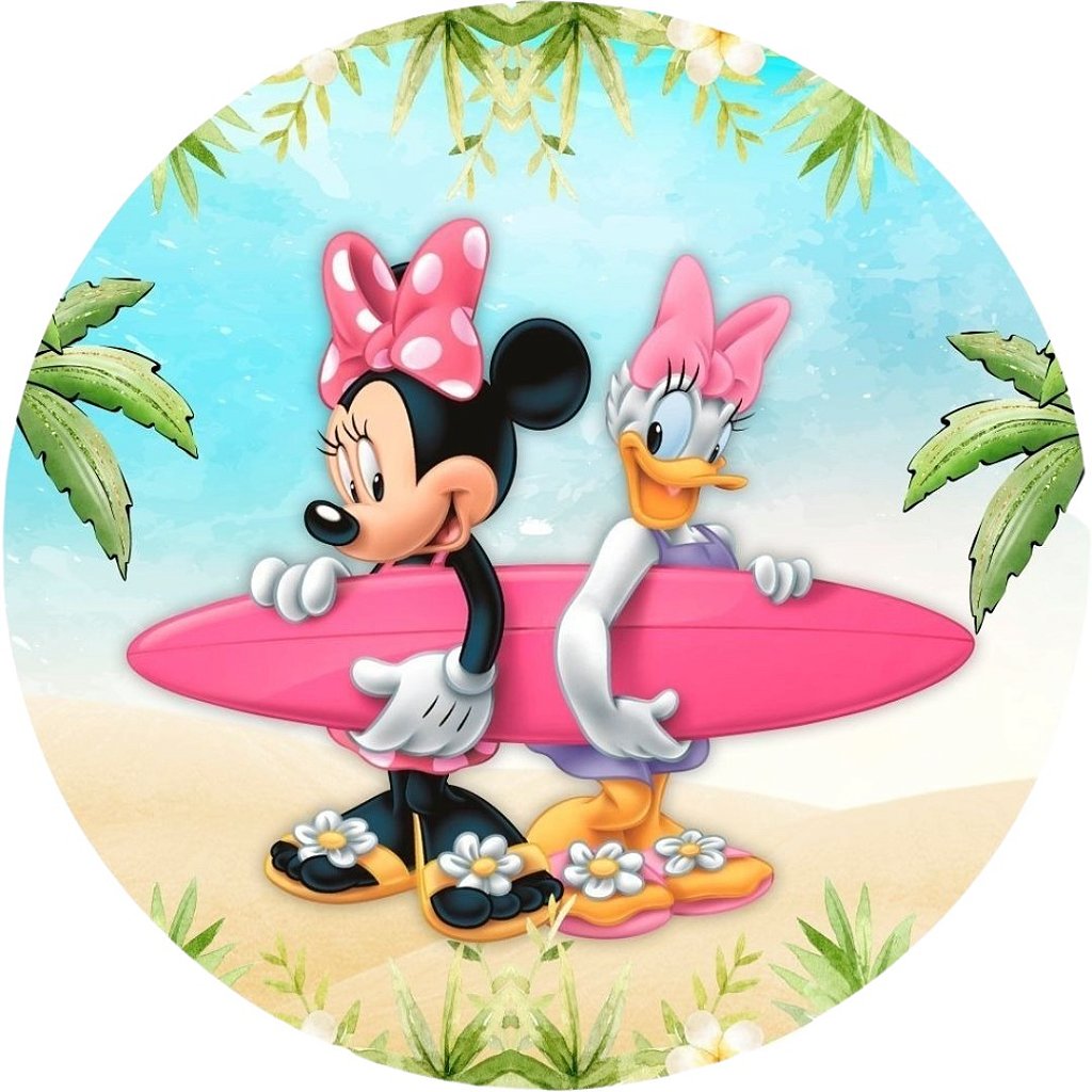 Painel Redondo Tecido Sublimado 3D Baby Disney Minnie Rosa WRD-502