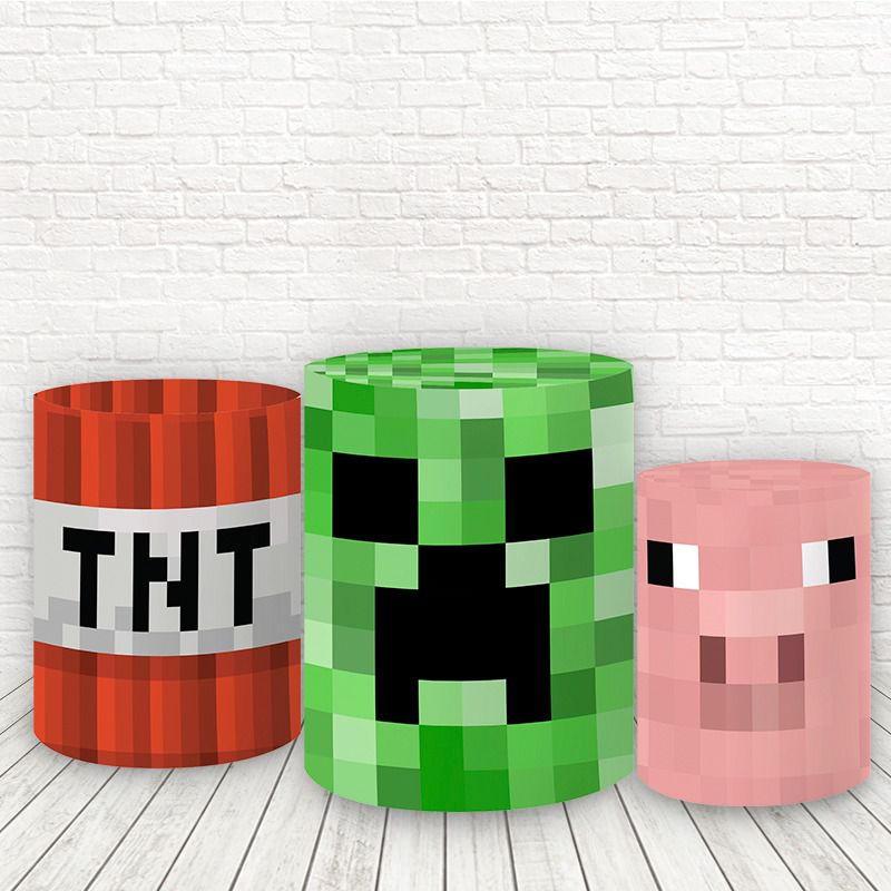 Trio De Capas Cilindros Tecido Sublimado Minecraft Wcc 066 Wear Sublimacoes