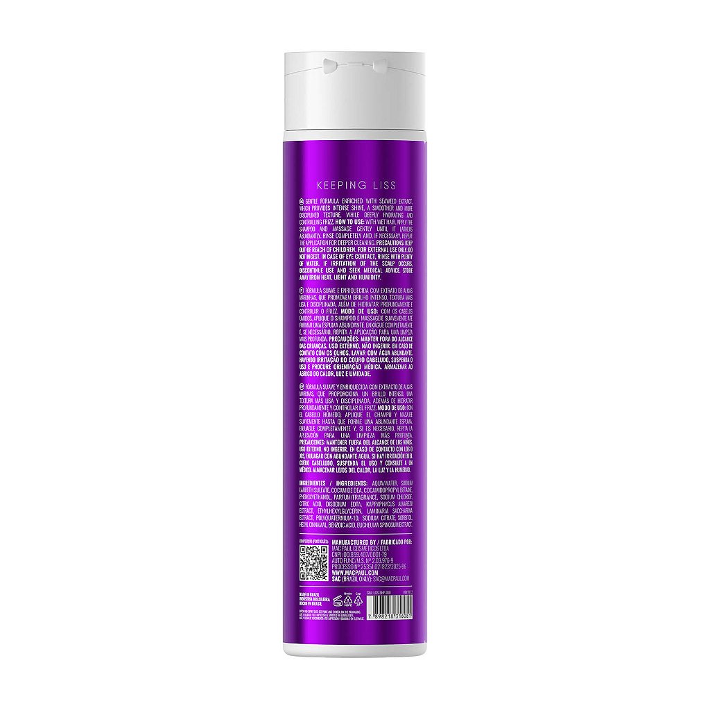Shampoo de manutenção pós alisamento Super Liso - Macpaul