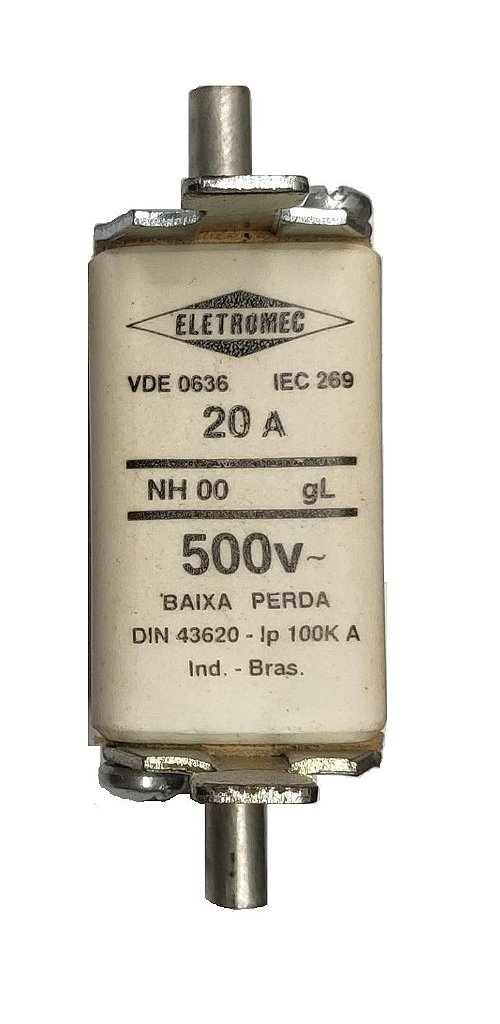 Fusível NH 00 20A 500V 100kA ELETROMEC | Elétrica Suzuki