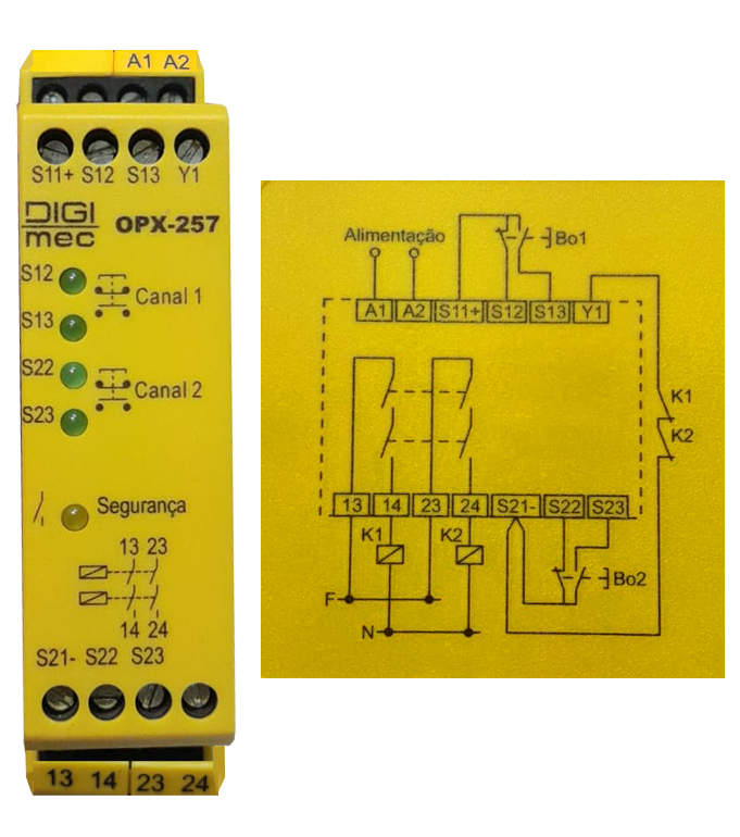 RELE SEGURANÇA OPX 257 24VCA/VCC T 158 P DIGIMEC - Elétrica Suzuki