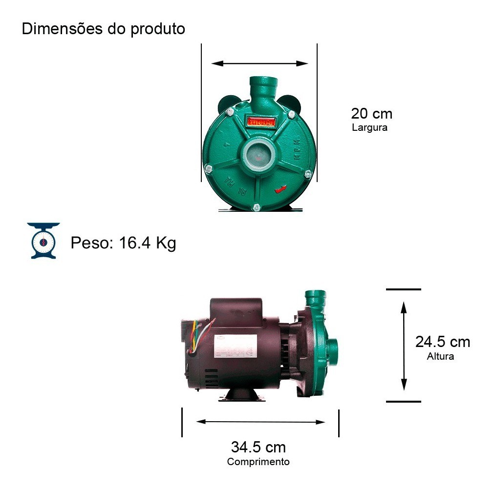 Bomba Monoestagio Thebe Th-16 Nr 2cv Trifasico 220/380v Motor Nova