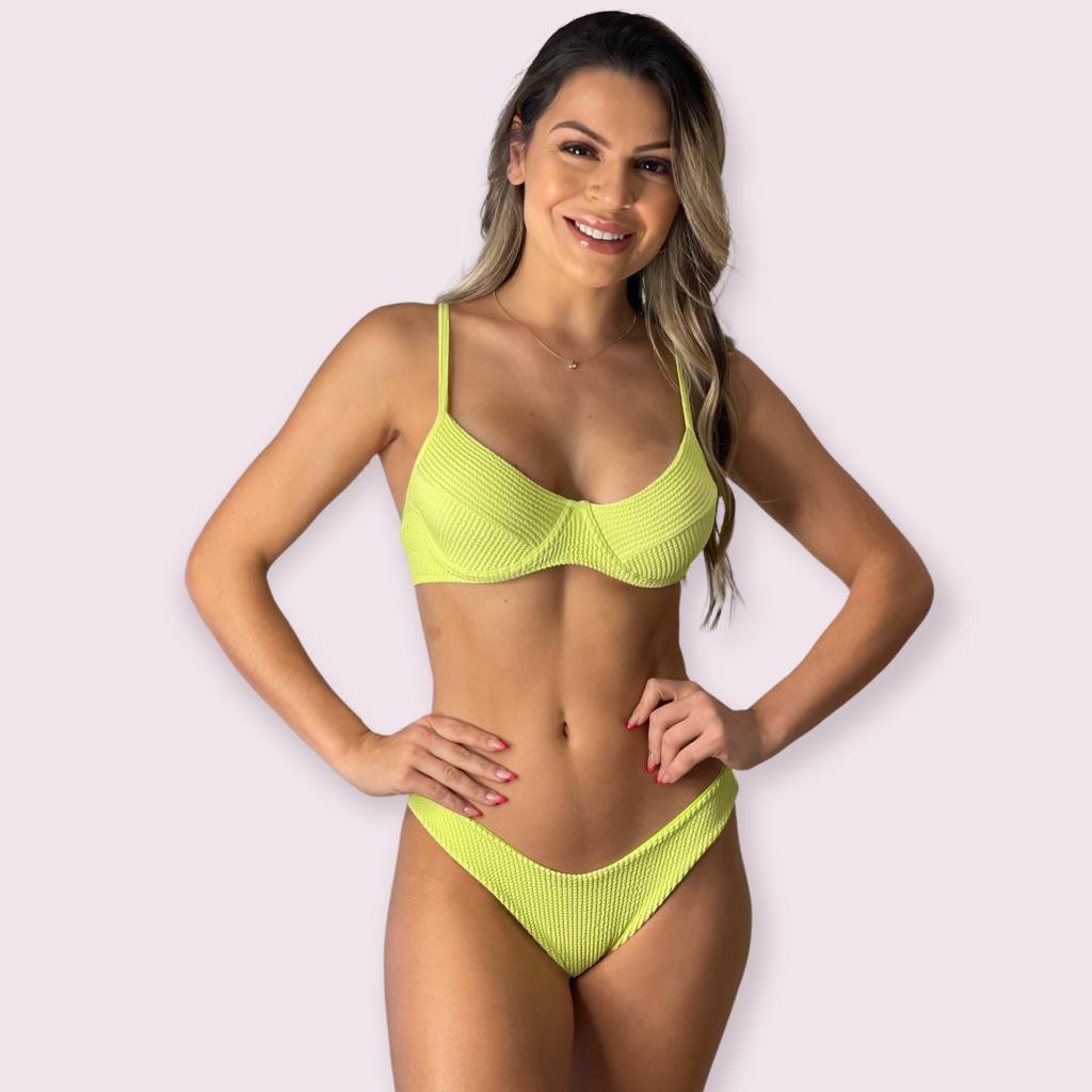 Biquíni Marília Texturizado Amarelo Neon - Shallow Beachwear