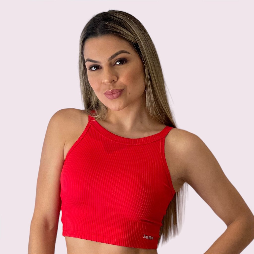 CAMISETA TANK CANELADO - Vermelho