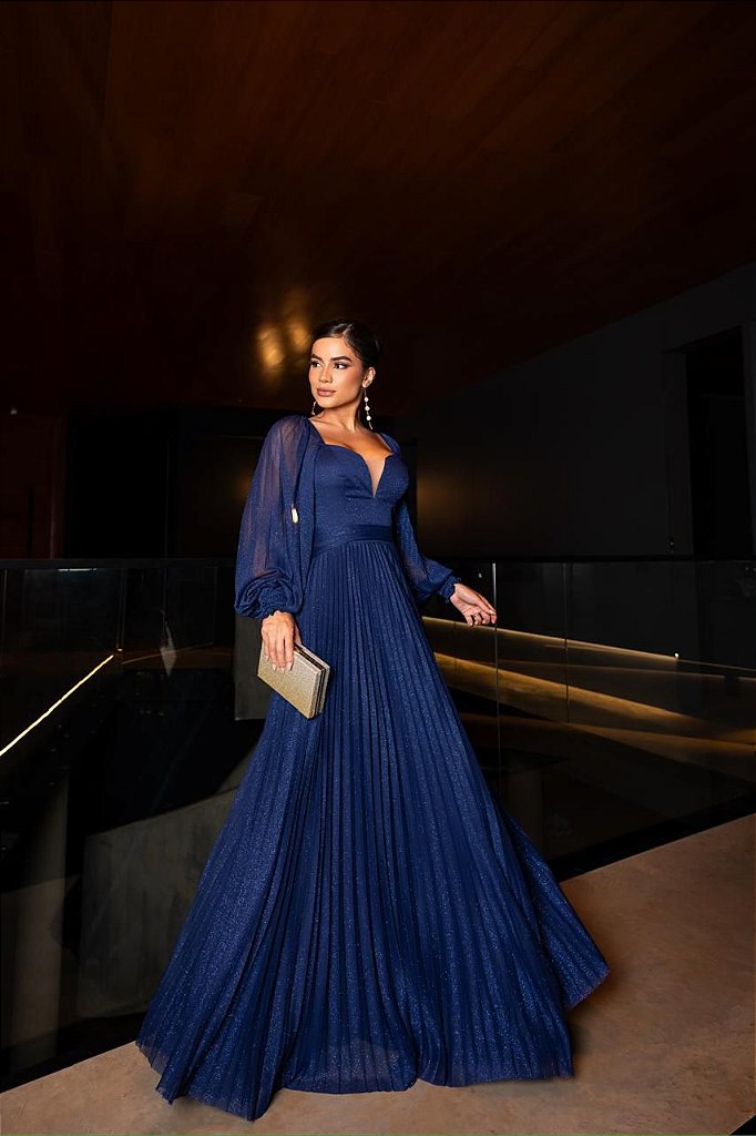 Vestidos Longos Micro Tule Vestido Manga Longa Para Madrinha