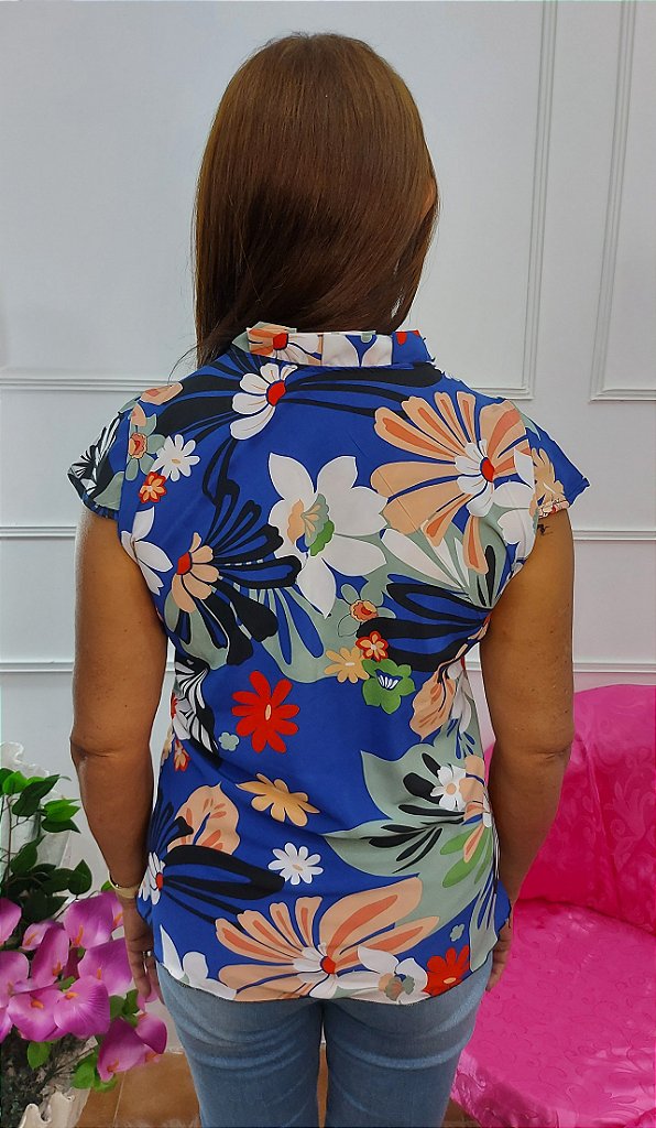 blusa de crepe com babado na gola