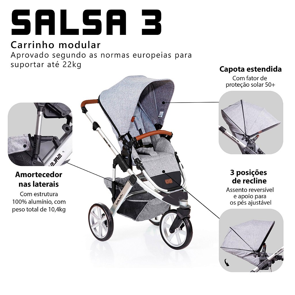 Carrinho Salsa 03 Graphite - ABC Design - Show de Bebê Móveis e