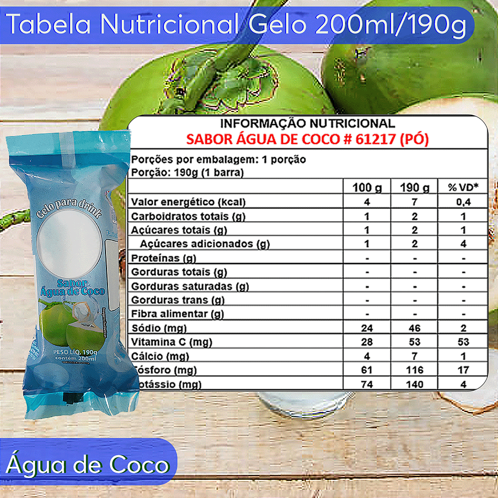 Aroma Concentrado em Pó para Gelo - Sabor Água de Coco - Biz Embalagens