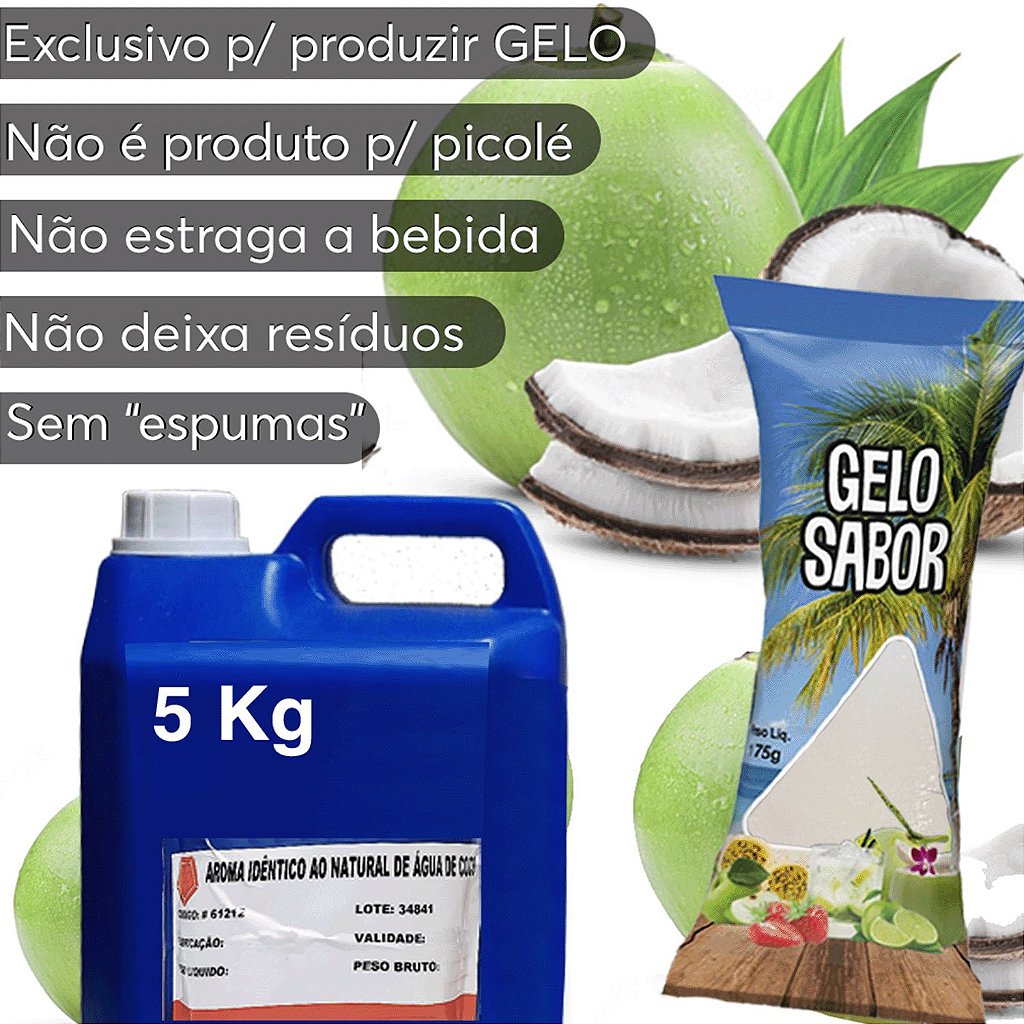 Aroma Concentrado em Pó para Gelo - Sabor Água de Coco - Biz Embalagens