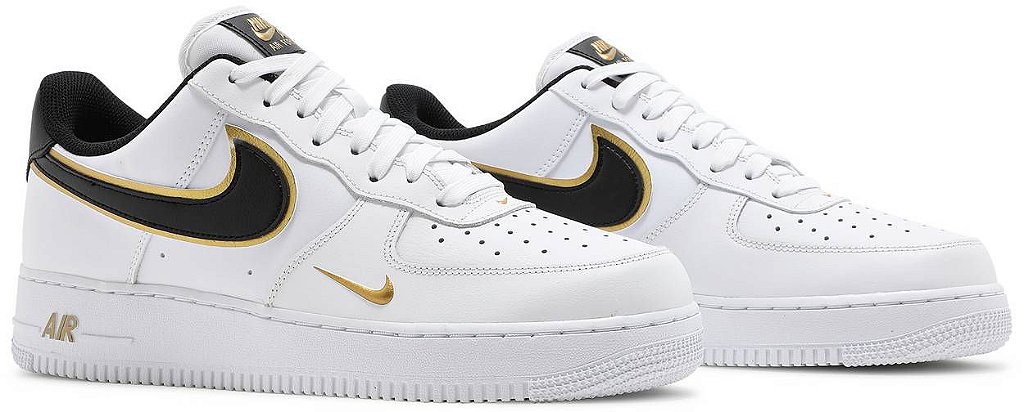 nike air force 1 07 lv8 white black metallic gold