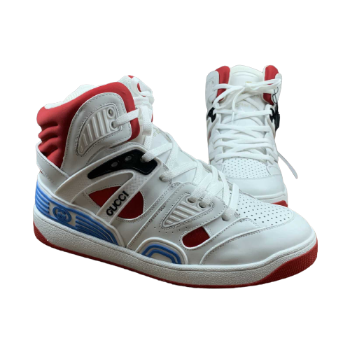 TÊNIS GUCCI BASKET HIGH ' WHITE RED ' - Os melhores sneakers estão