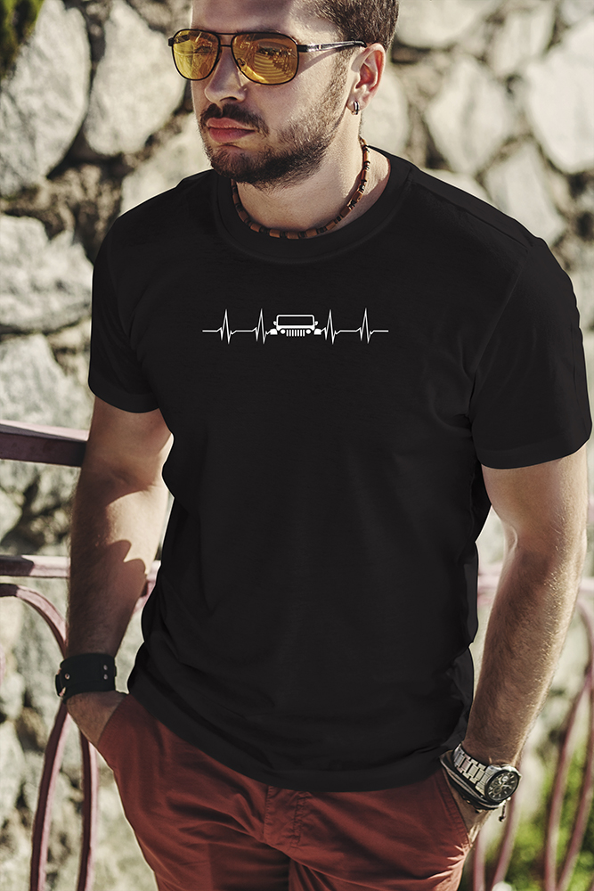 Camiseta com Estampa Exclusiva JIPE BATIMENTOS CARDIACOS JEEP 4X4 ELITEDELTA