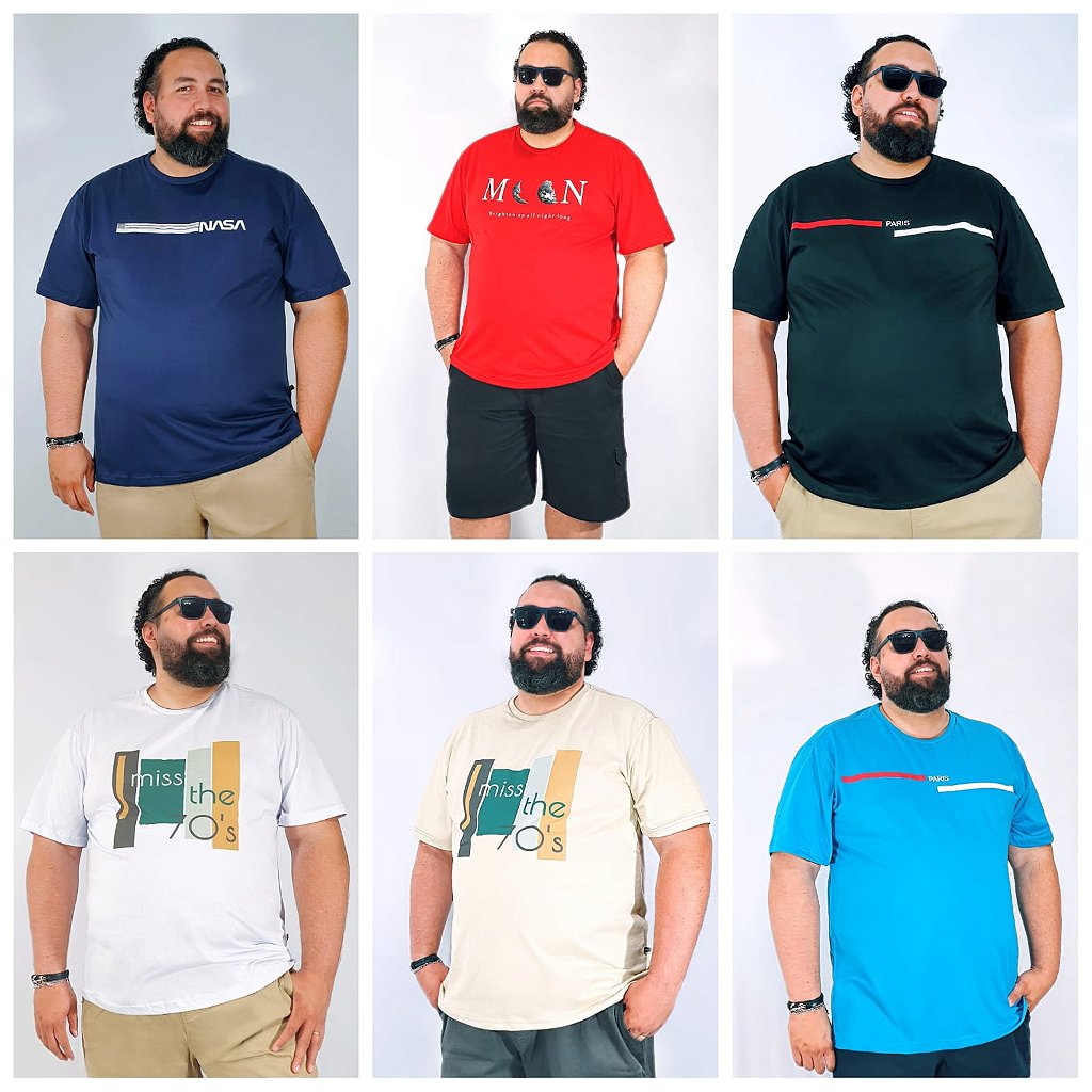 Kit 2 Camisetas Masculina Estampas Sortidas Plus Size XP AO G5 - VESTGRANDE  Moda Plus Size