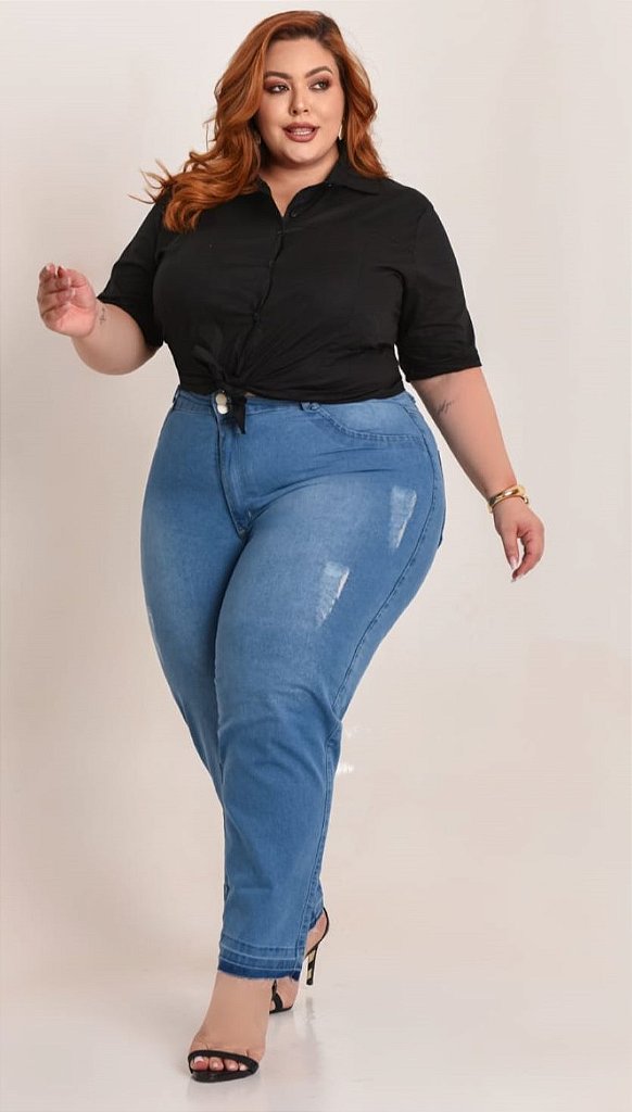Calça Jeans Feminina Stretch PRETA Plus Size 44 ao 70 1574