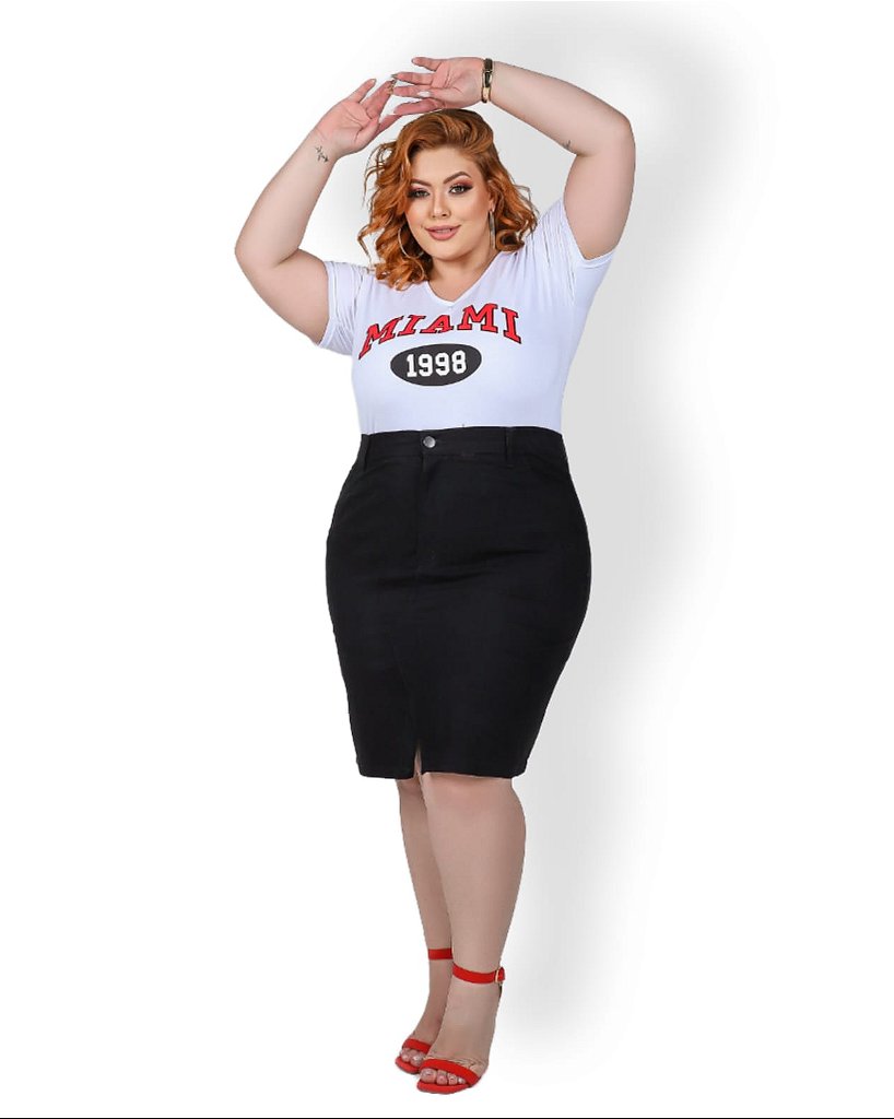 Saia Secretaria Preta Básica c Stretch 44 ao 70 3421 VESTGRANDE