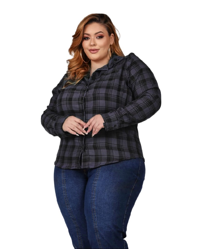 Camisa Feminina Xadrez Flanelada Cores Variadas Plus Size XP ao G5