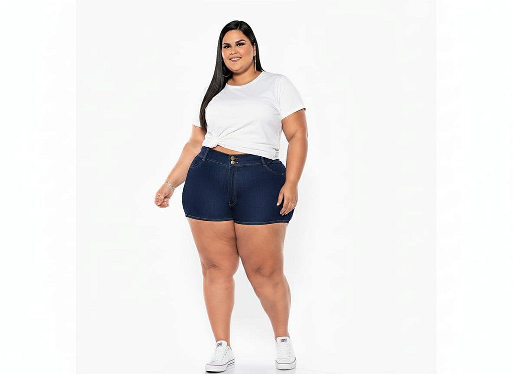 Short Jeans Stretch Basico Plus Size 44 Ao 70 3426 - VESTGRANDE