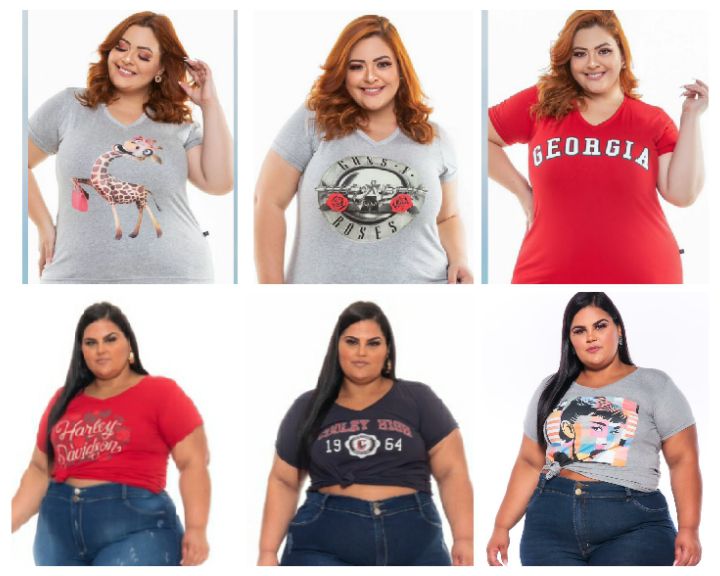 Roupas Plus Size de t-shirts femininas estilosas plus size atacado