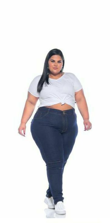 Calça Jeans Stretch Com Recorte Feminina Plus Size 3160 - VESTGRANDE Moda Plus  Size