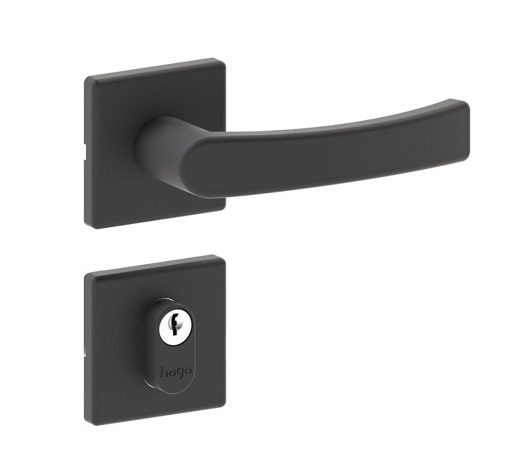Fechadura Externa HAGA Ônix Roseta 520 Preto Broca 40mm Cilindro